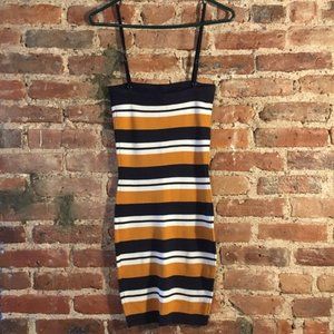Bright Side Mustard Striped Bodycon Mini Dress